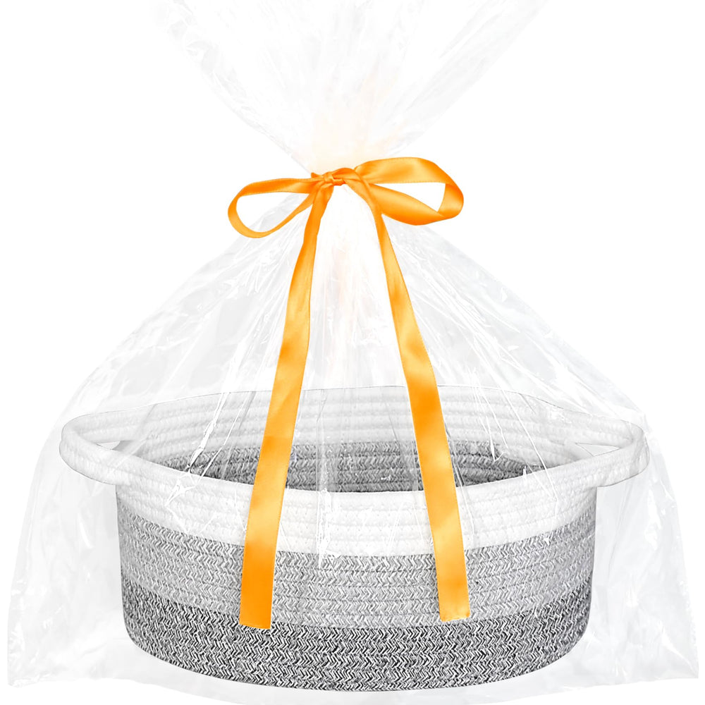 ABenkle small woven Easter basket with handle, portable storage for gifts.