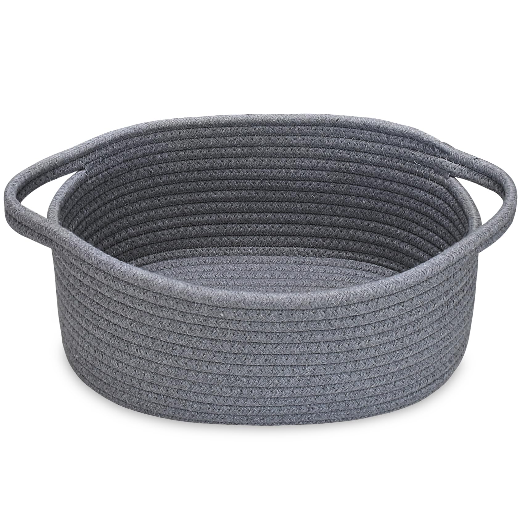 ABenkle small woven storage basket with handles, 12x8x5, ideal for tidy shelves.