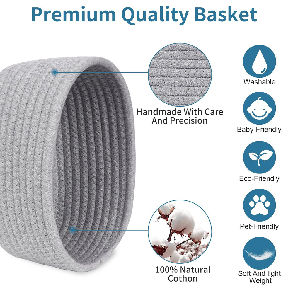 ABenkle soft storage bin in cotton rope, chemical-free and skin-friendly.