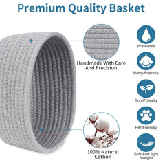 ABenkle soft storage bin in cotton rope, chemical-free and skin-friendly.