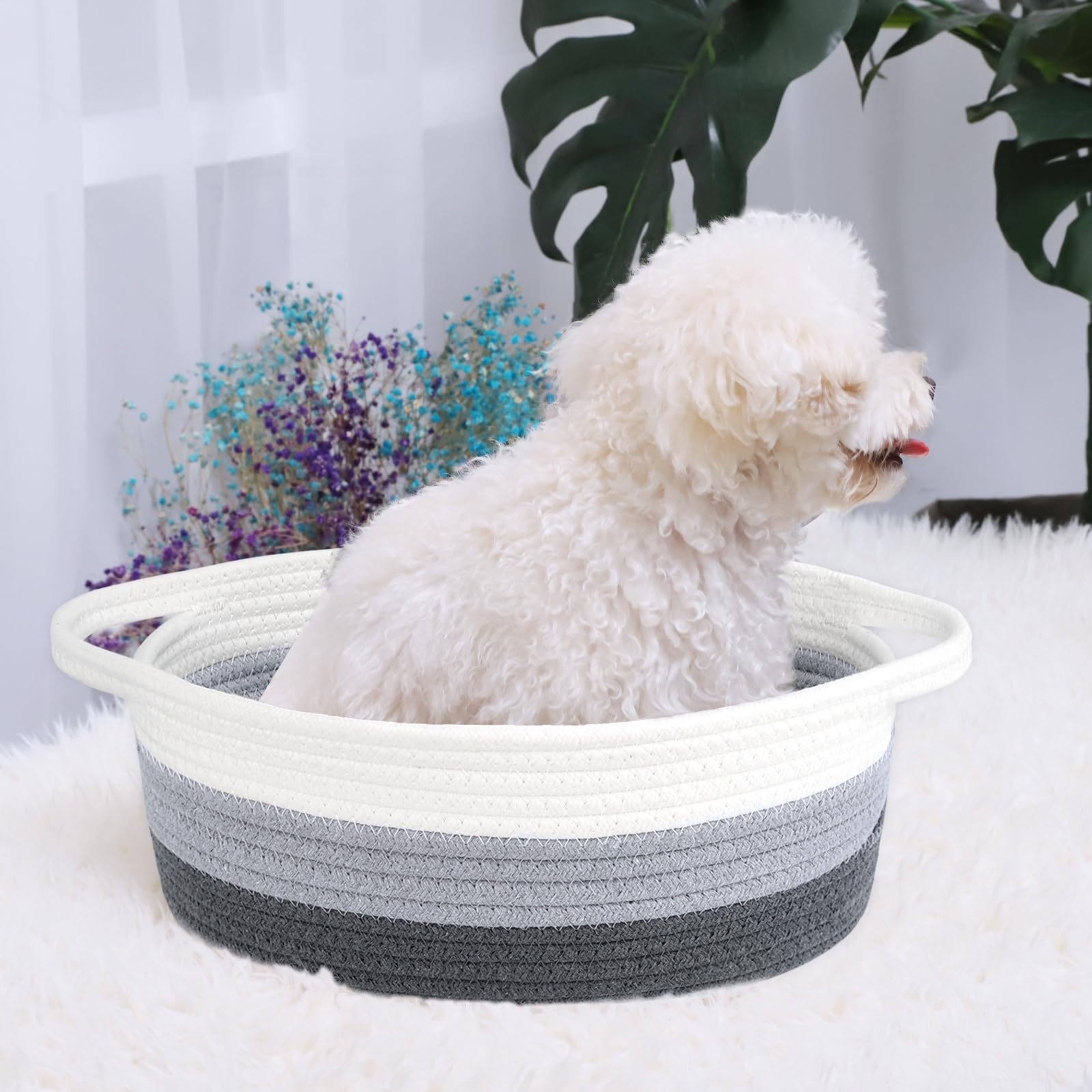 ABenkle storage basket on a nursery shelf blending with decor.