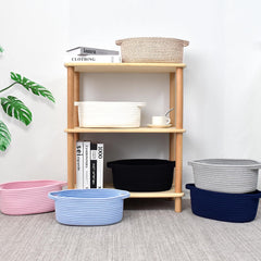 ABenkle white boho basket elevates decor and reduces clutter