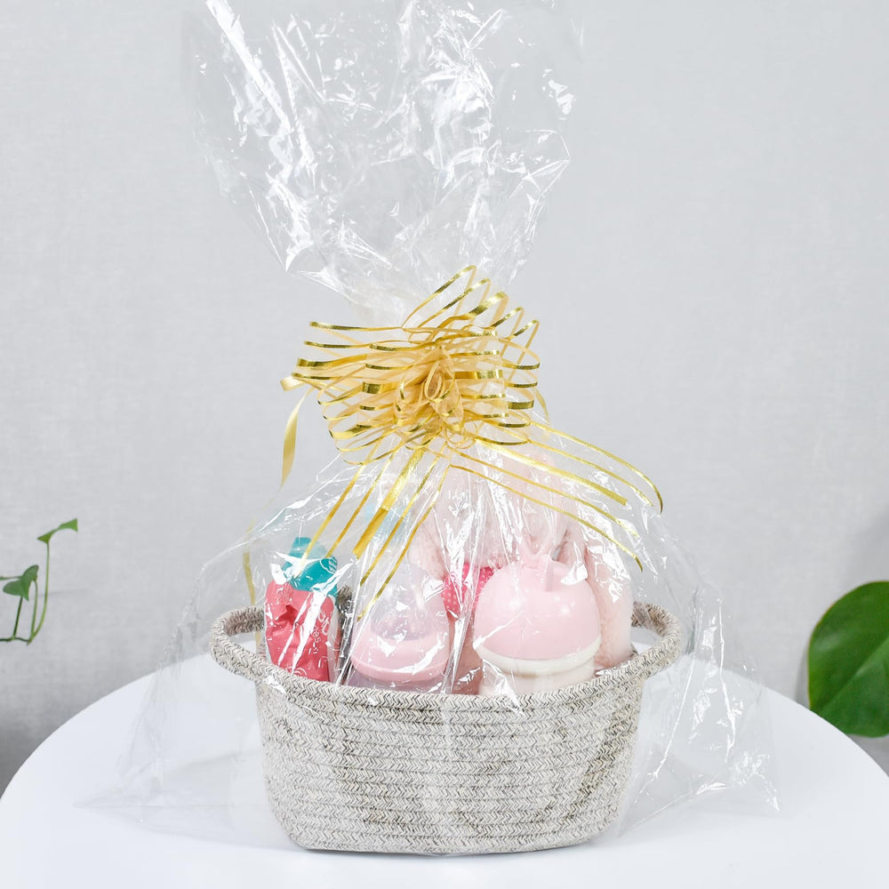ABenkle white-handled-basket; gift-ready for showers or holidays