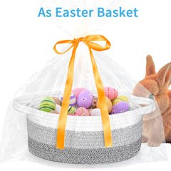ABenkle white rope basket use, showcasing versatile decor and storage potential.