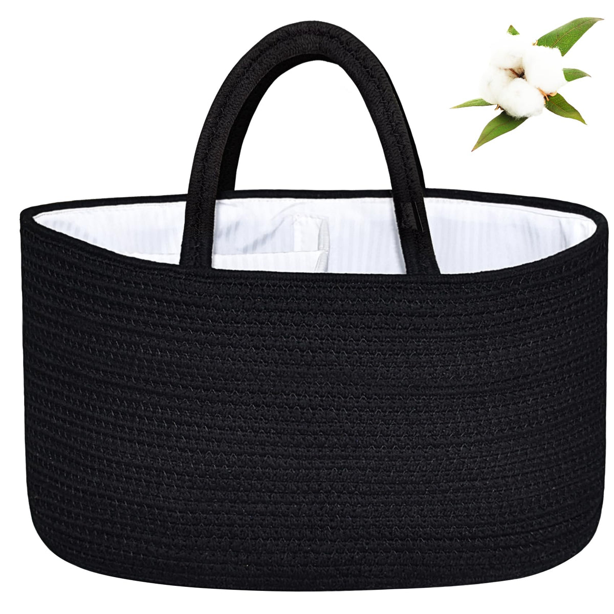 ABenkle X-Large Diaper Caddy Organizer closeup highlights durable rope weave for easy diaper storage.