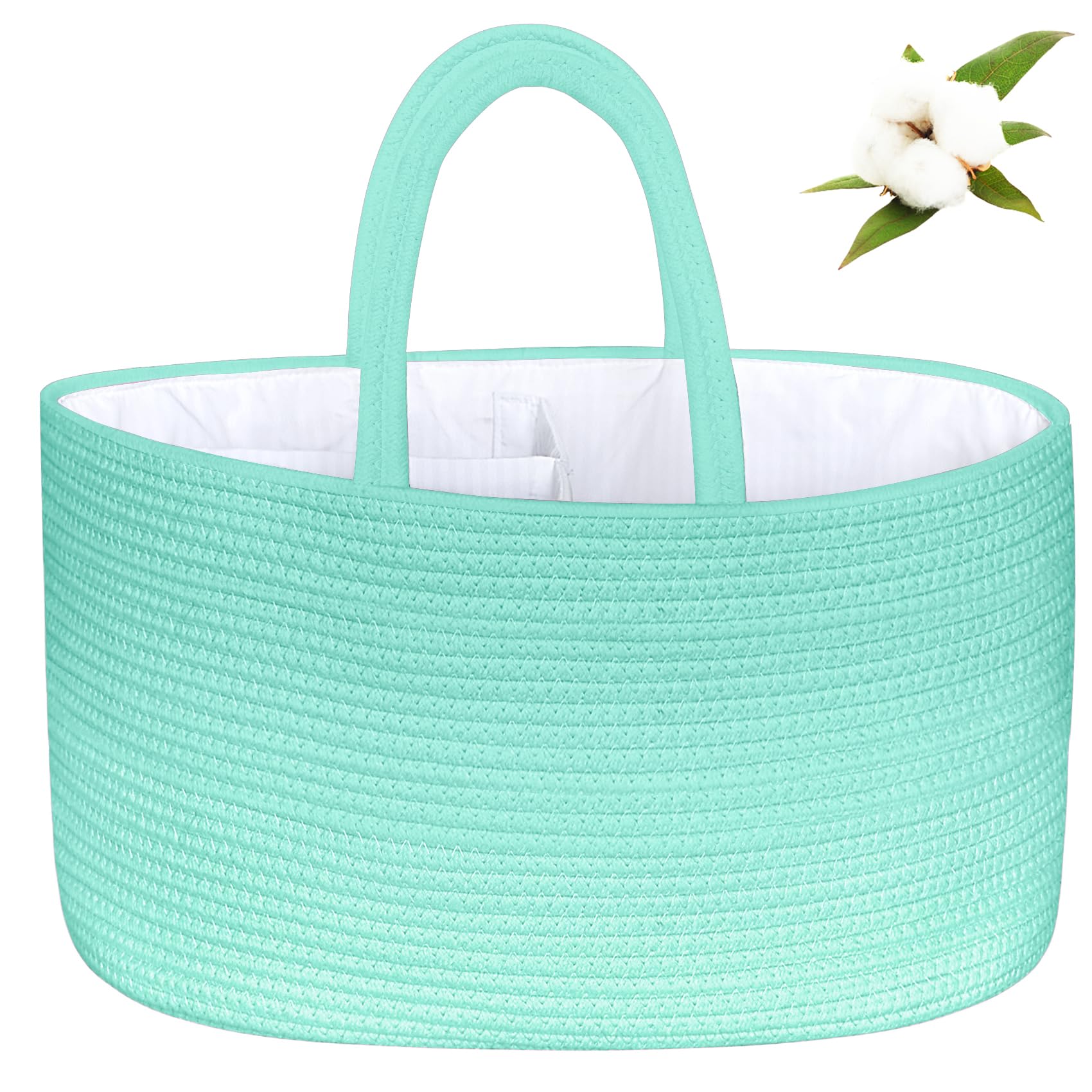 ABenkle X-Large Diaper Caddy with cotton rope—compact nursery organizer for diapers and wipes