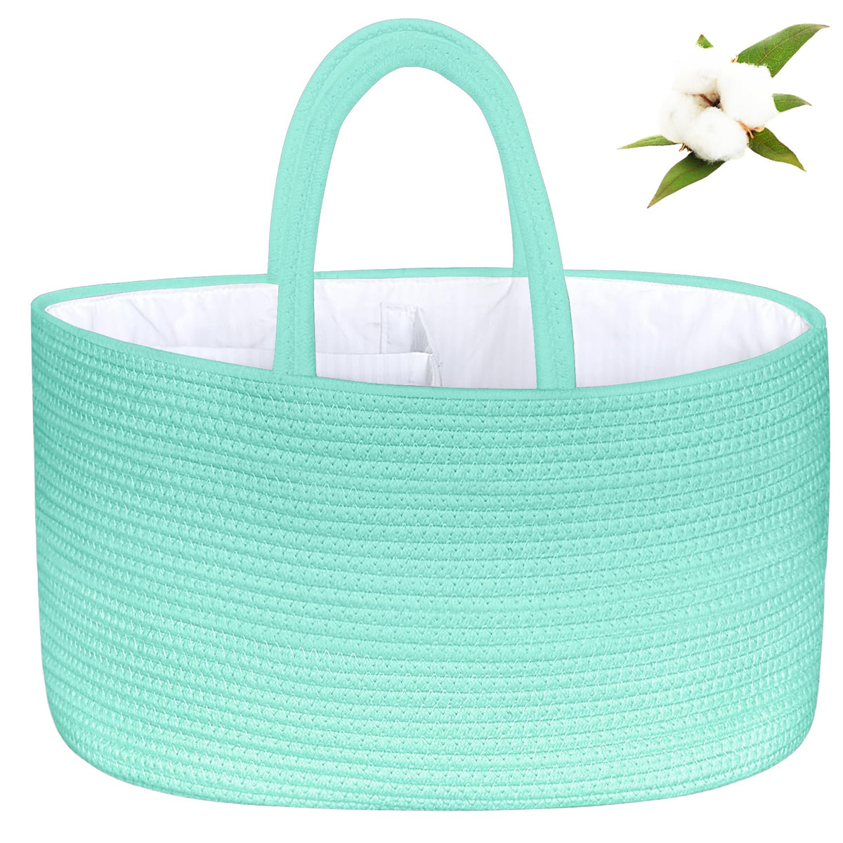 ABenkle X-Large Diaper Caddy with cotton rope—compact nursery organizer for diapers and wipes