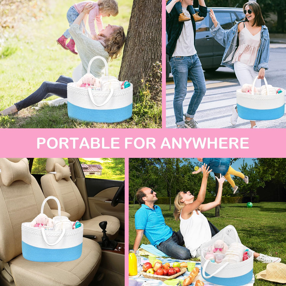ABenkle nursery decor friendly diaper caddy doubles as stylish storage.
