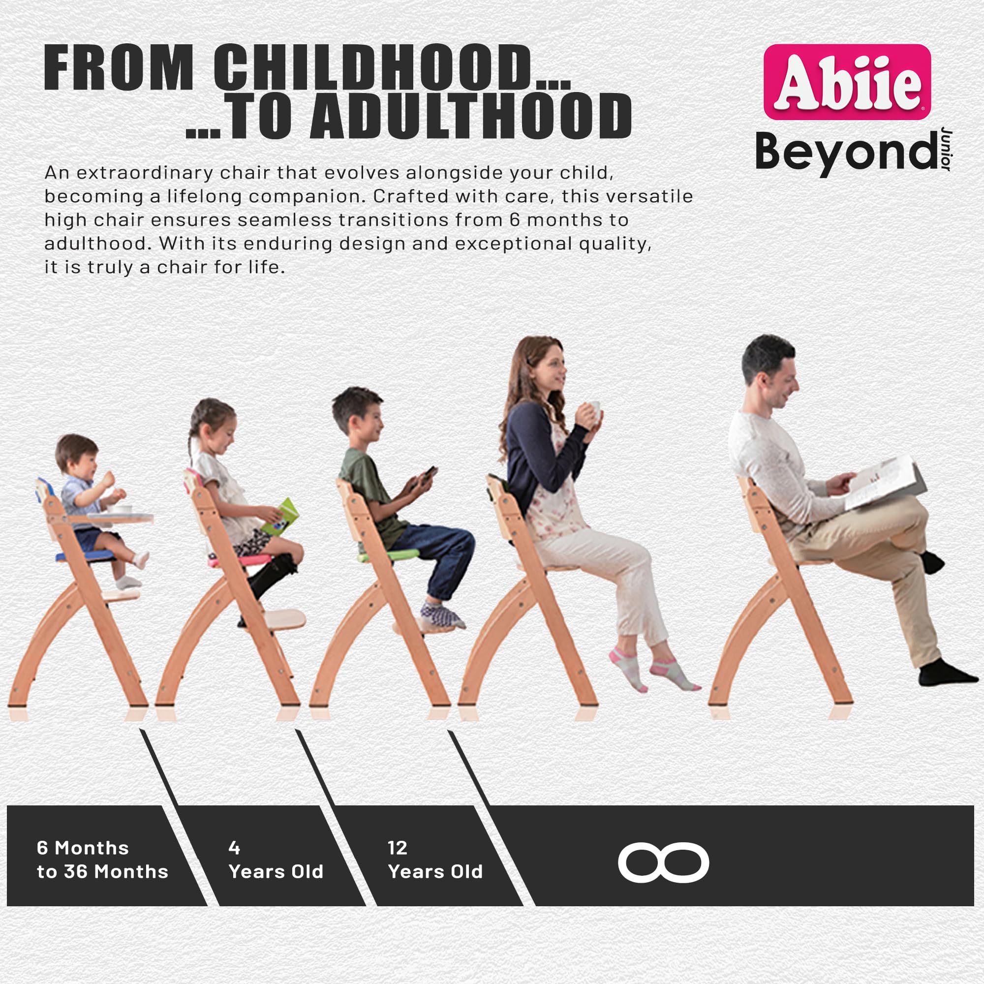 Abiie Beyond Junior chair removable tray cover is dishwasher-safe for easy sanitation
