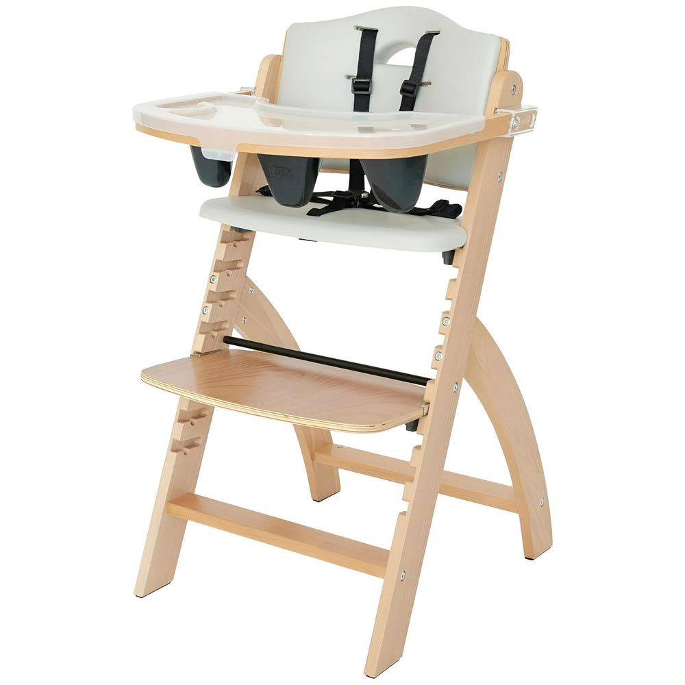 Abiie Beyond Junior high chair tray view for quick, mess-free meals.