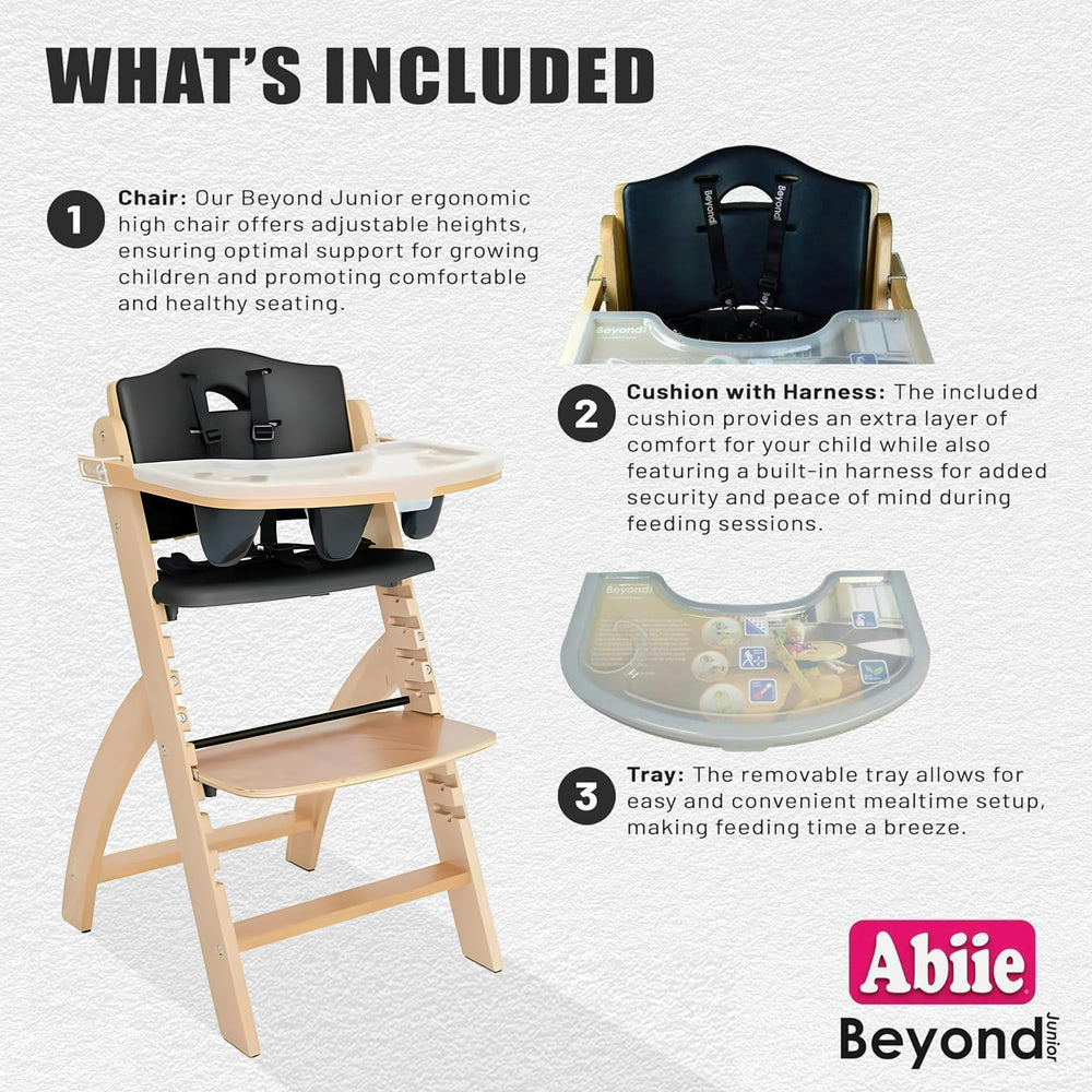 Abiie Beyond Junior chair with waterproof cushion keeps spills from soaking in.