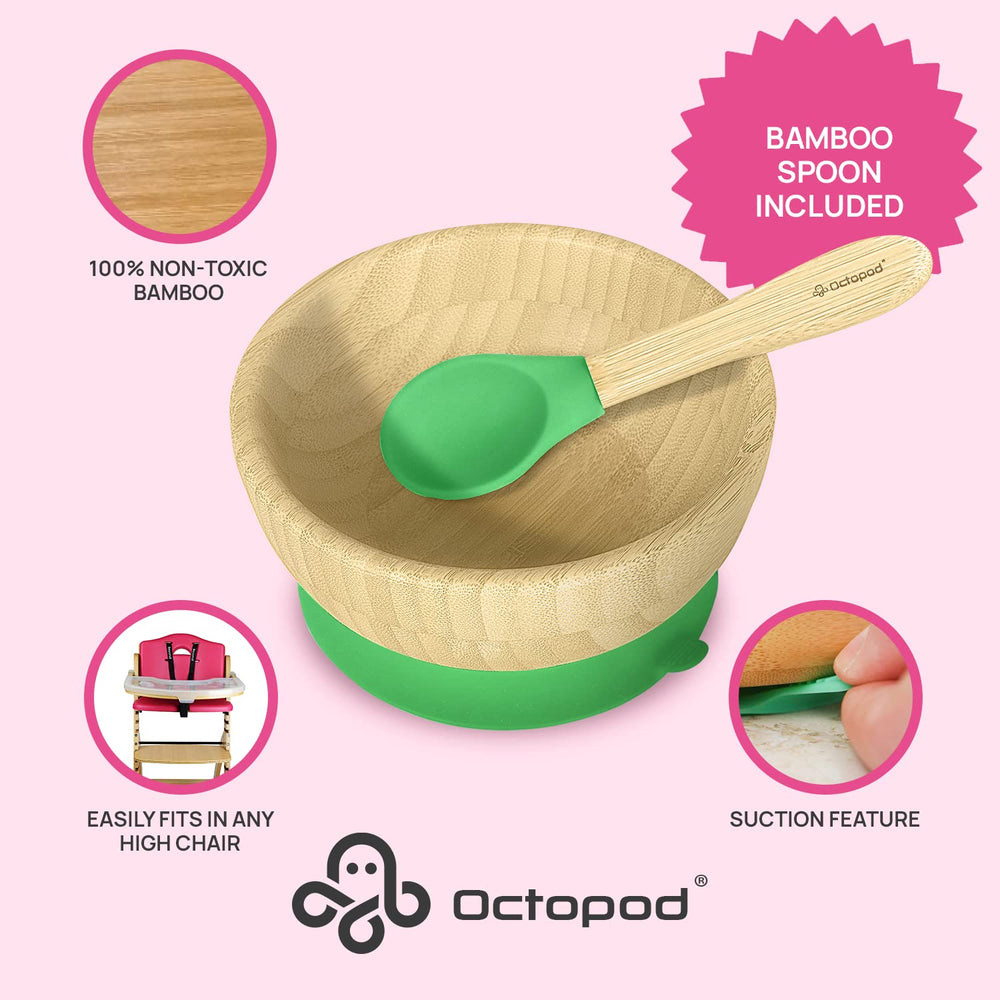 Abiie Octopod bamboo bowl demonstrates portion-control design for accurate servings.