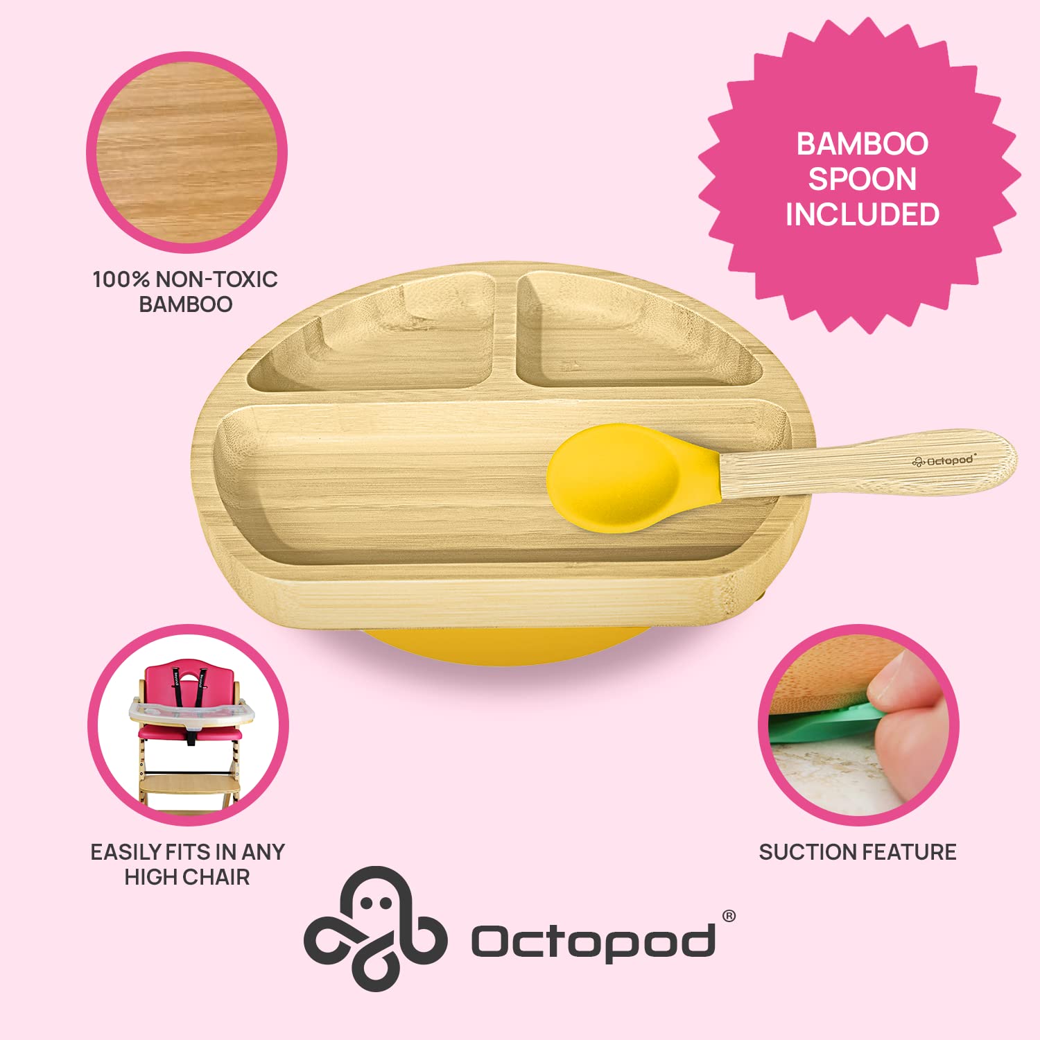 Abiie Octopod three compartments for portioned foods like cereals and yogurt