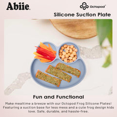 Abiie Octopod Frog divided-compartments keep foods separated for self-feeding.