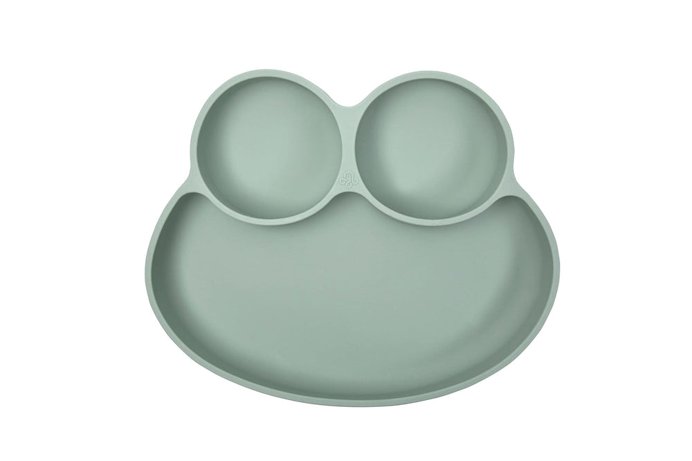 Abiie Octopod Frog suction plate close-up showing strong grip for mess-free meals.