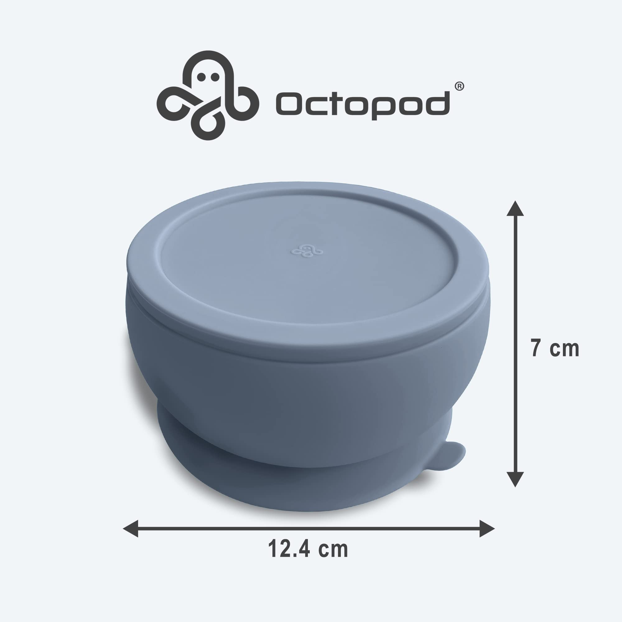 Abiie Octopod gray bowl fits most highchairs for easy feeding
