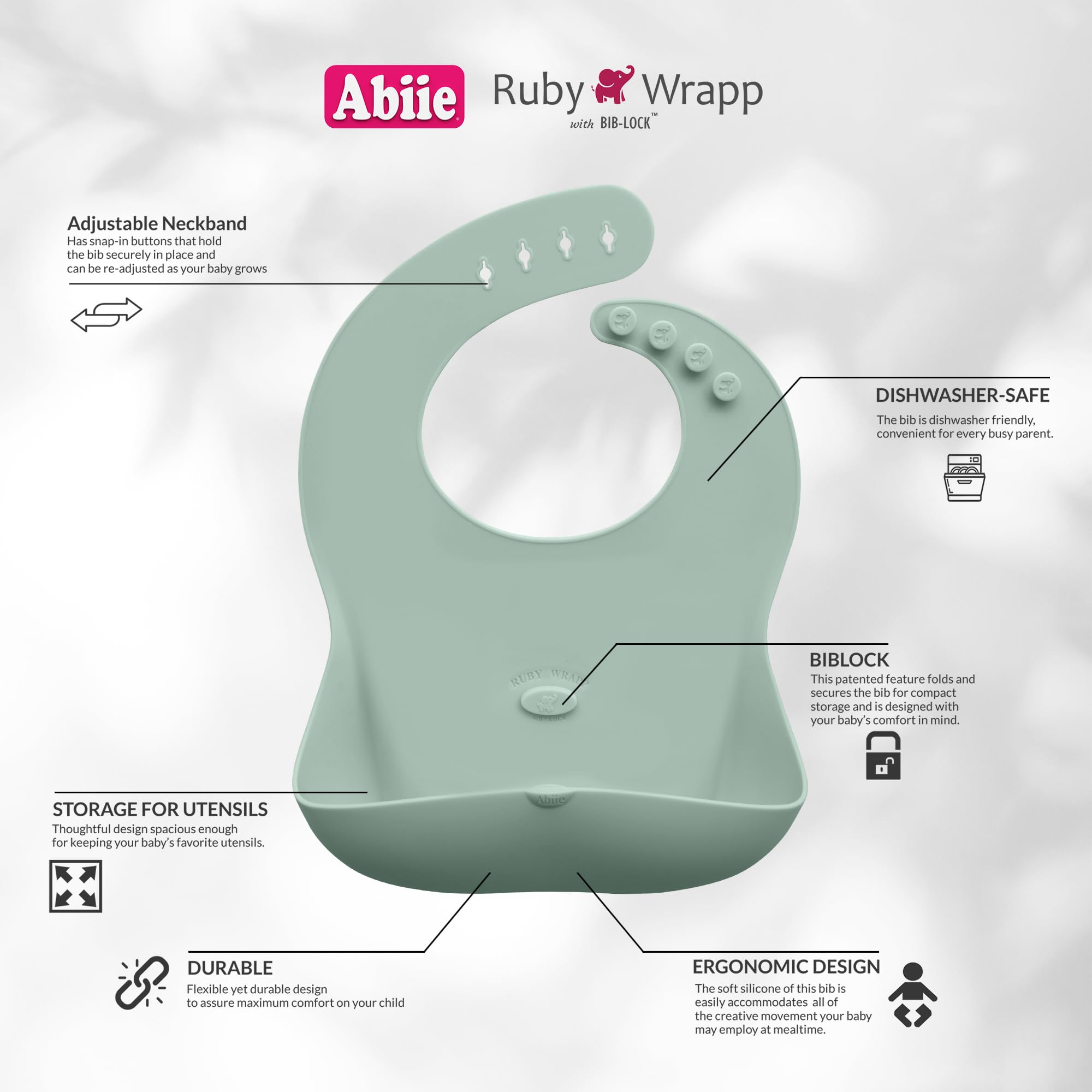 Abiie Ruby Wrapp roll-lock feature for compact on-the-go storage