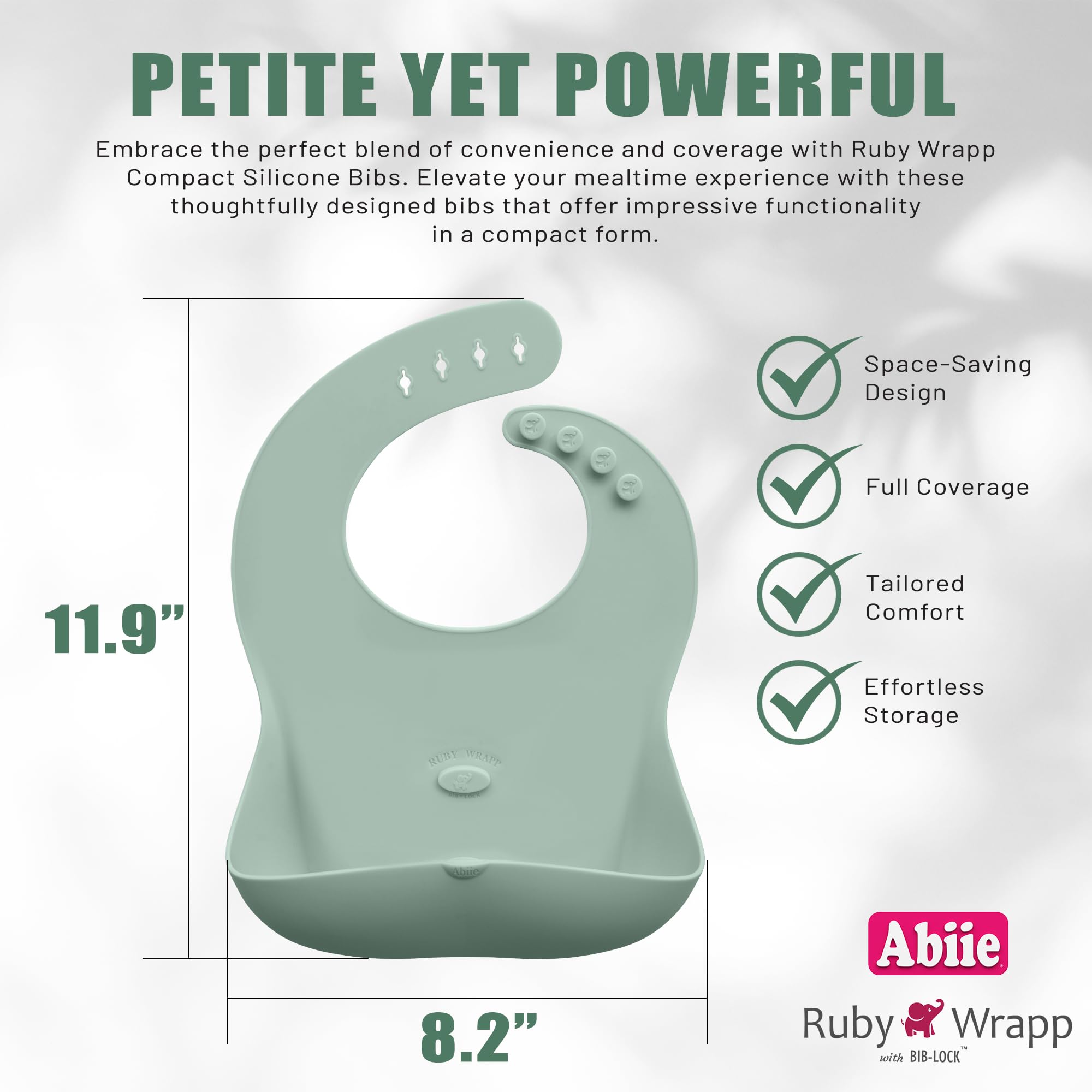 Abiie Ruby Wrapp durable silicone bib for everyday messes and spills.