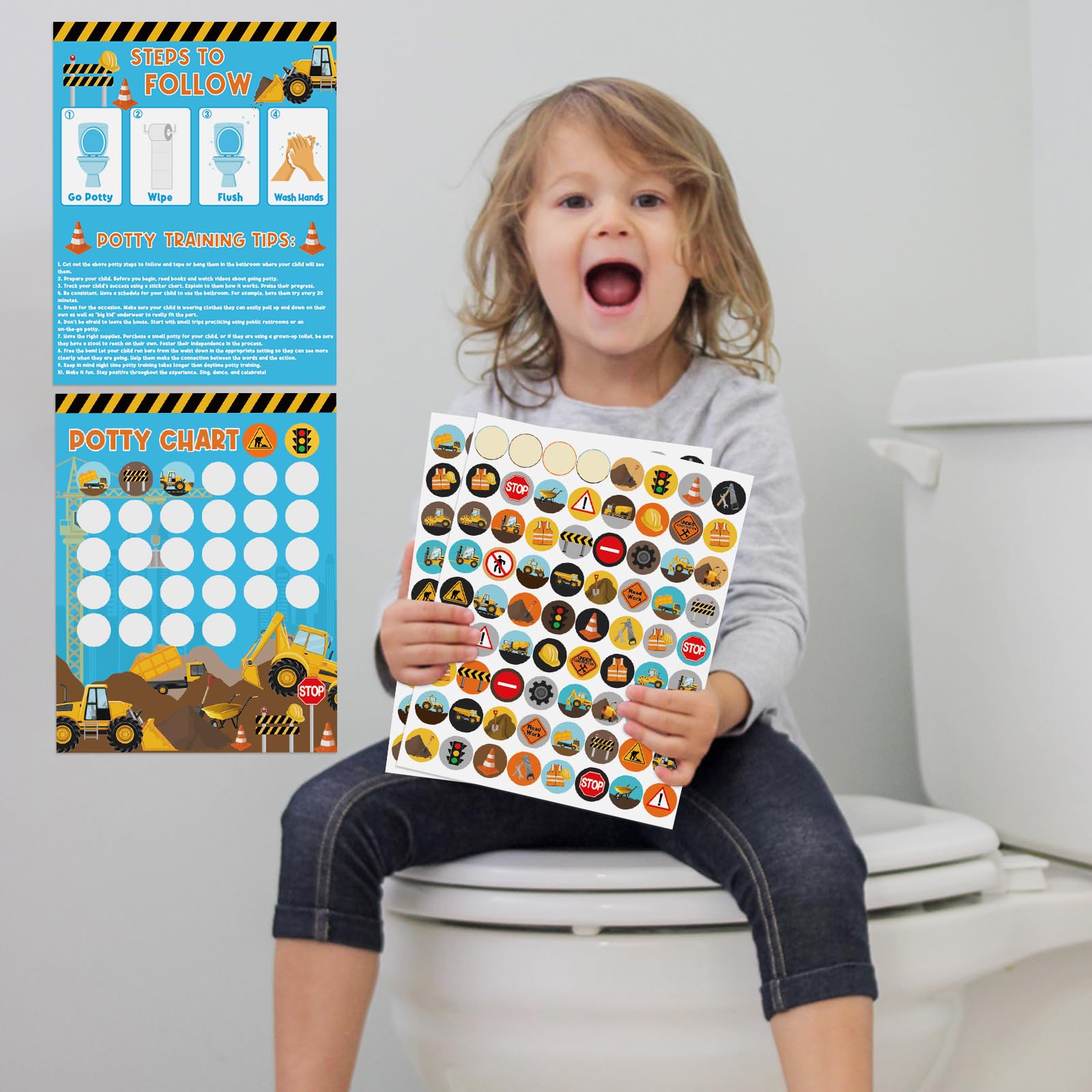 Abilat potty sticker sheets closeup displaying bright designs and patterns