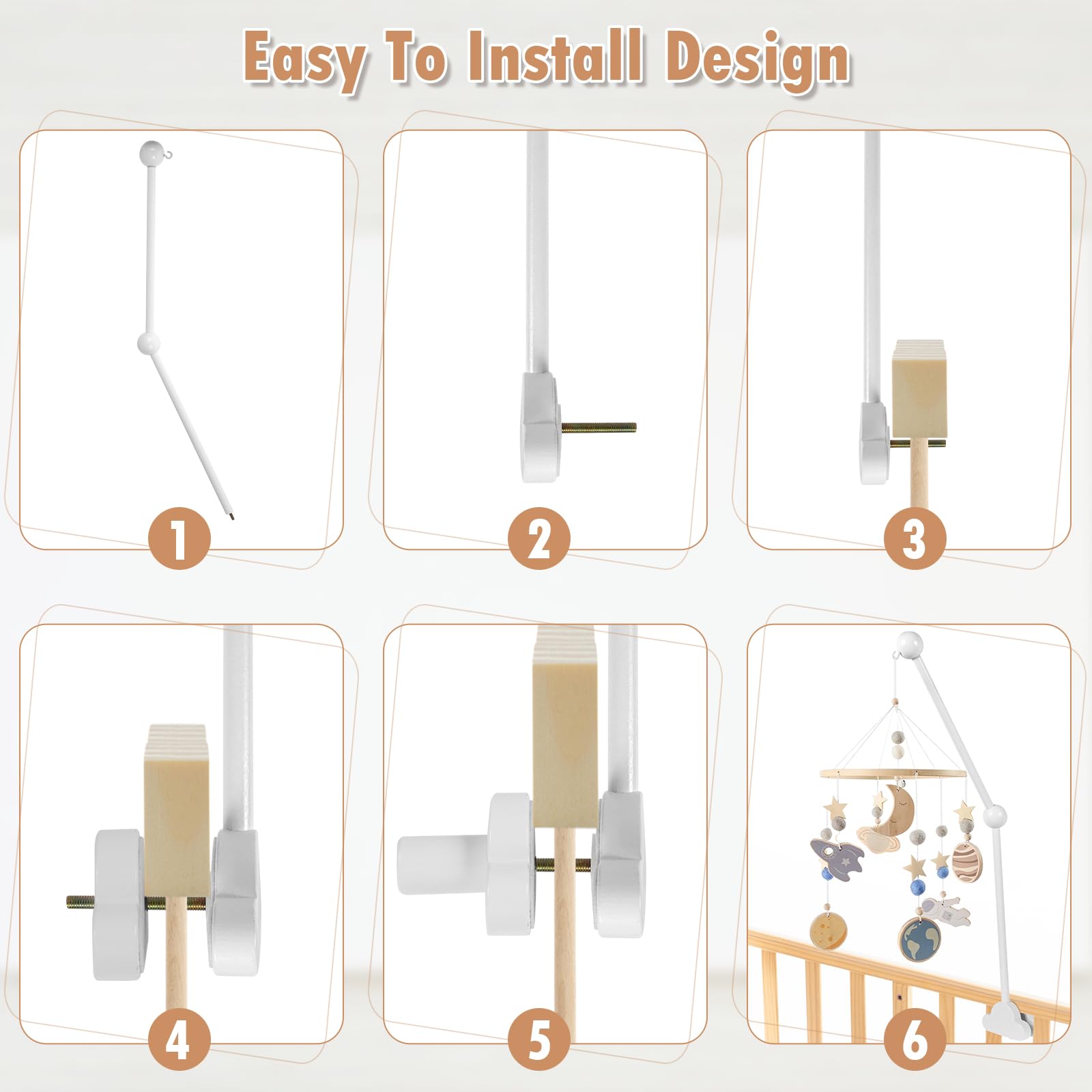 Abizarch adjustable-height crib arm offers flexible positioning to suit baby’s line of sight