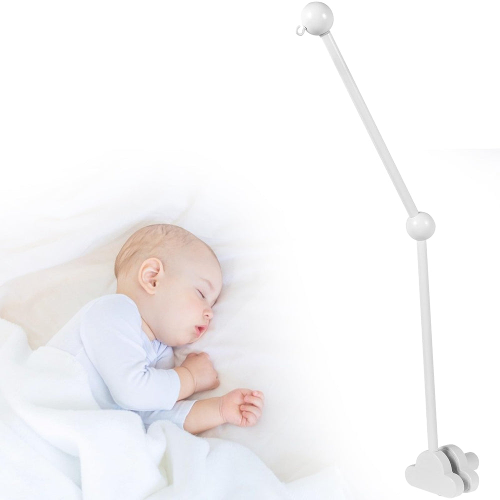 Abizarch wooden crib mobile arm white demonstrates natural wood finish for safe, calm nursery decor