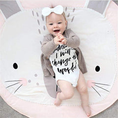 ABREEZE round rug featuring rabbit design creates cozy crawling and floor play zones.