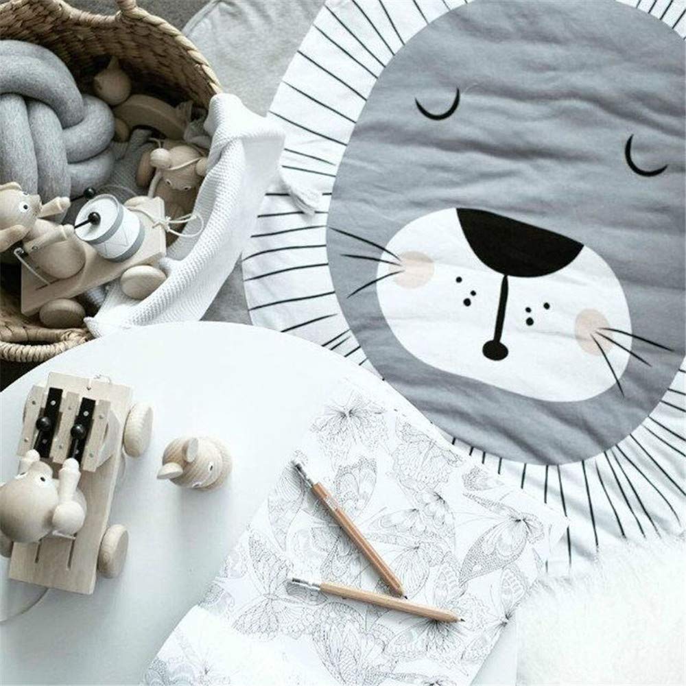 ABREEZE round kids nursery rug demonstrates roomy play area for toddlers.