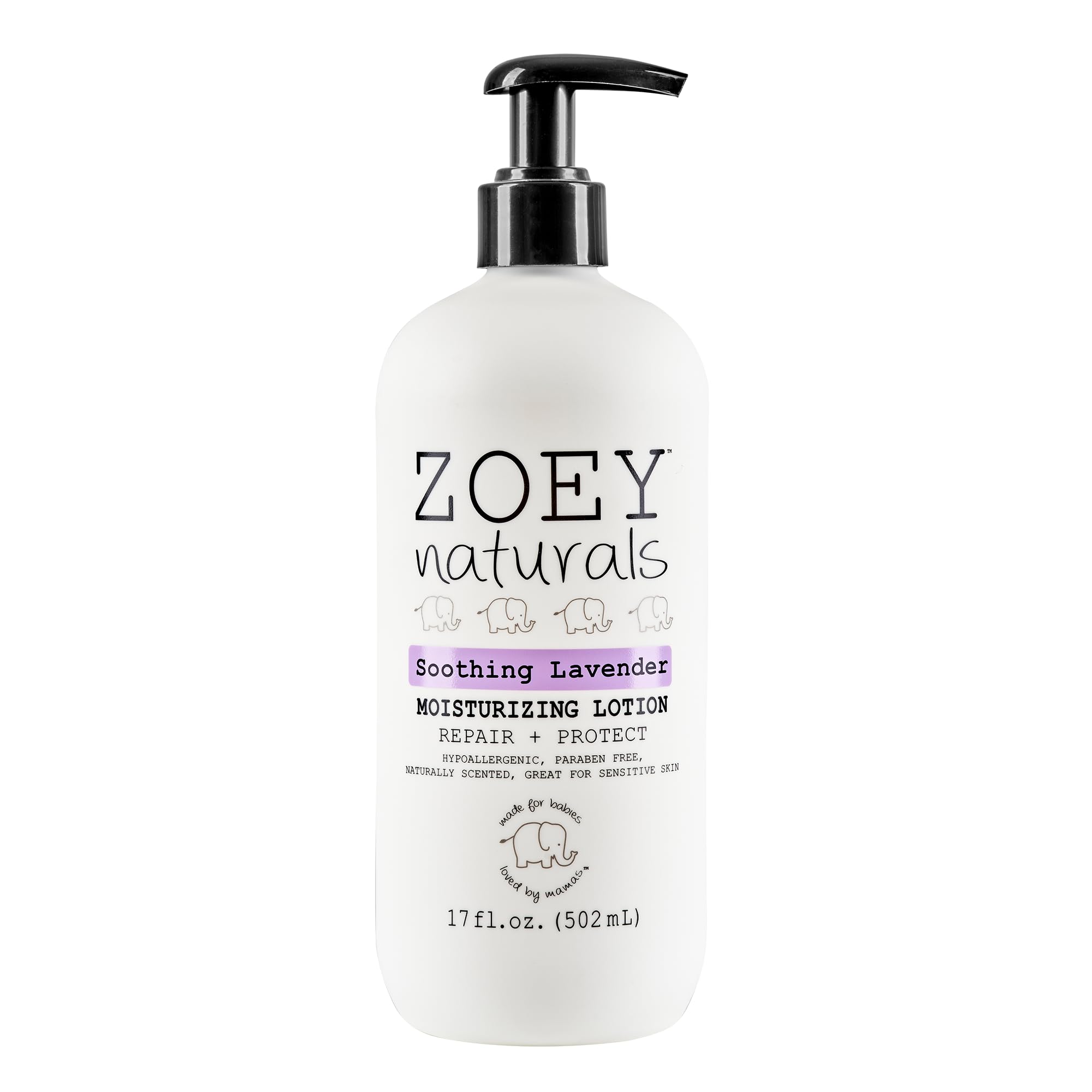 Absolutely Natural Zoey Naturals lavender lotion bottle for gentle baby skincare.