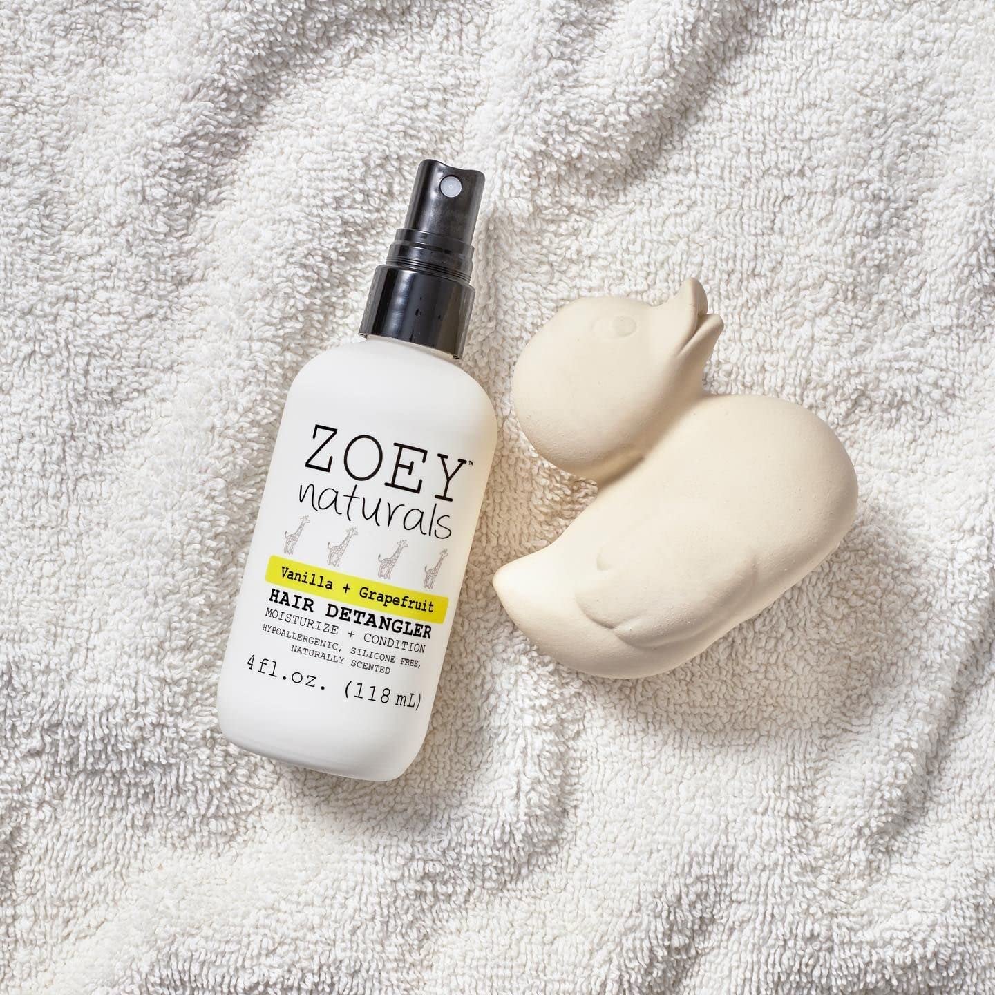 Zoey Naturals marshmallow root illustration highlights slip for easy detangling