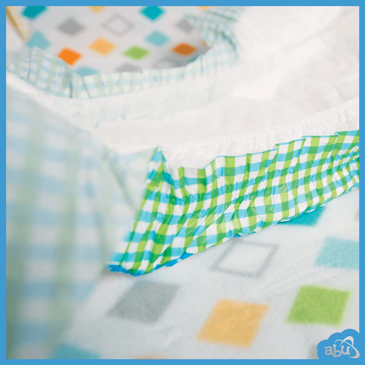 ABU Little Pawz green-blue plaid print adds a playful aesthetic.