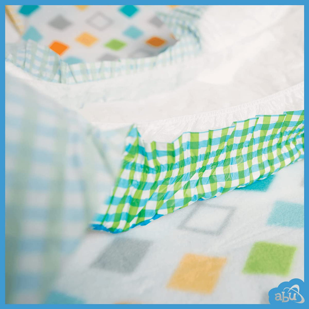 ABU Little Pawz green-blue plaid print adds a playful aesthetic.