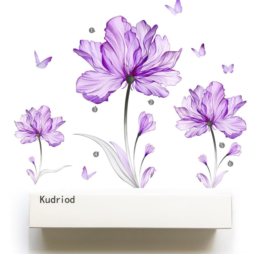 Accddio flowers and butterflies decor perfect for bedrooms and living rooms.
