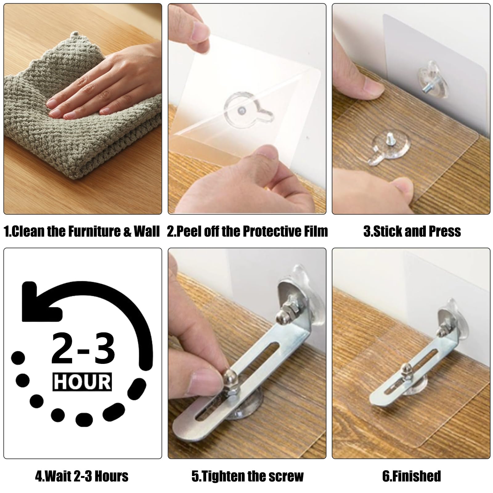 AccEncyc L-bracket in use demonstrates adjustable distance from wall up to 1.9 inches.