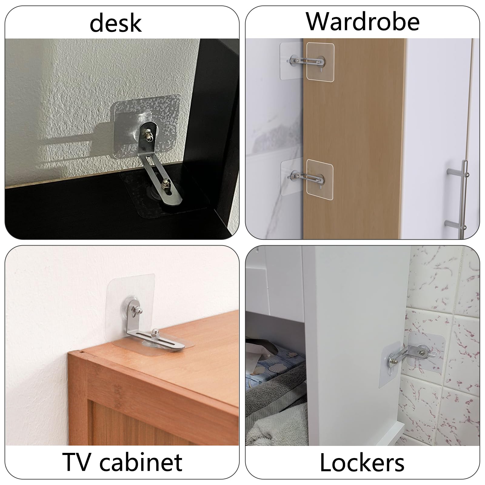 AccEncyc furniture anchors in action stabilizing a dresser to prevent wobble.