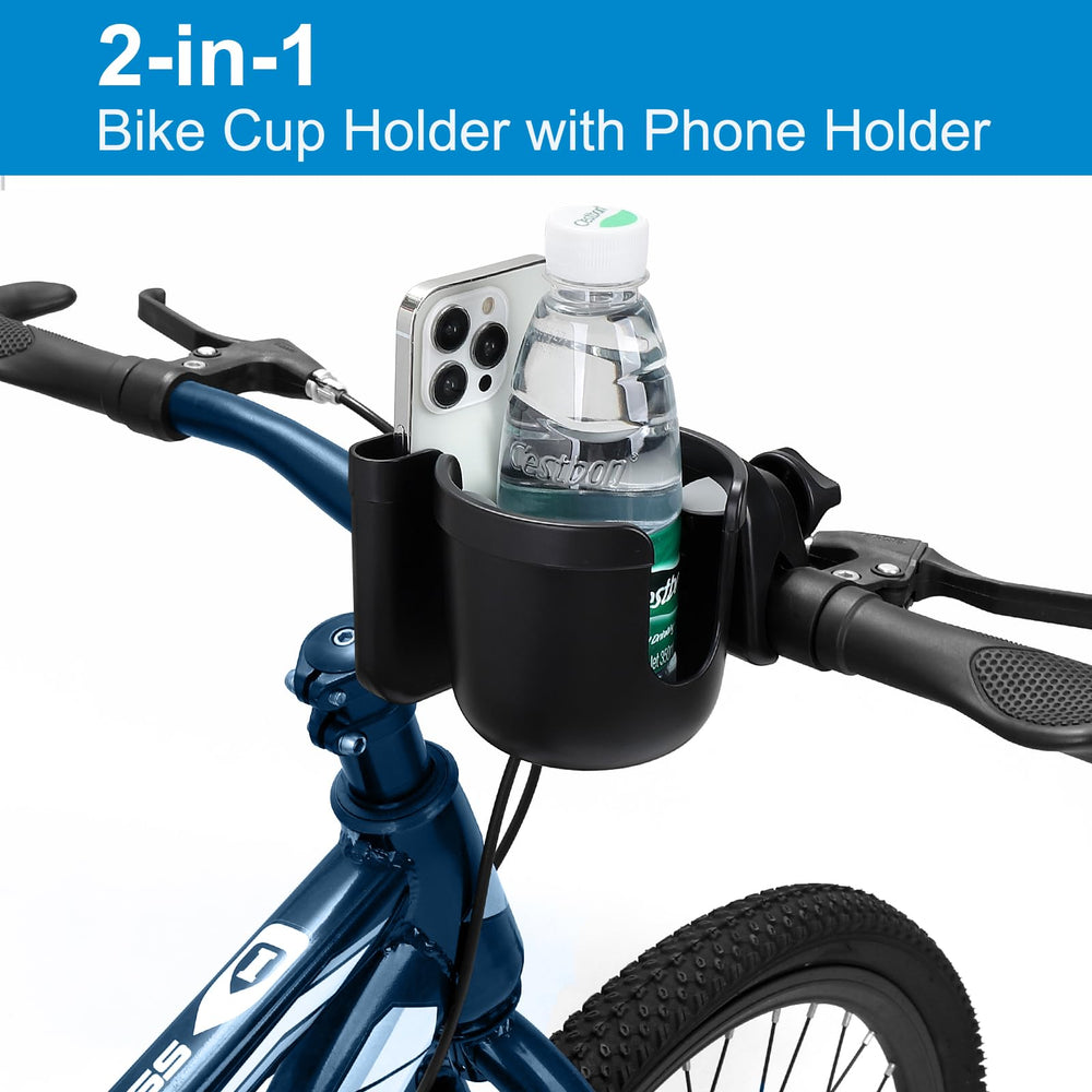 Accmor 360-degree rotating clamp shown for flexible mounting across bike or stroller.
