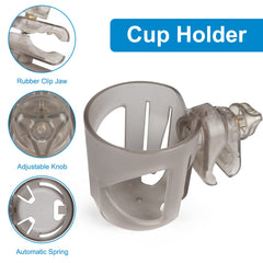Accmor adjustable clamp bottle holder fits multiple stroller brands securely.