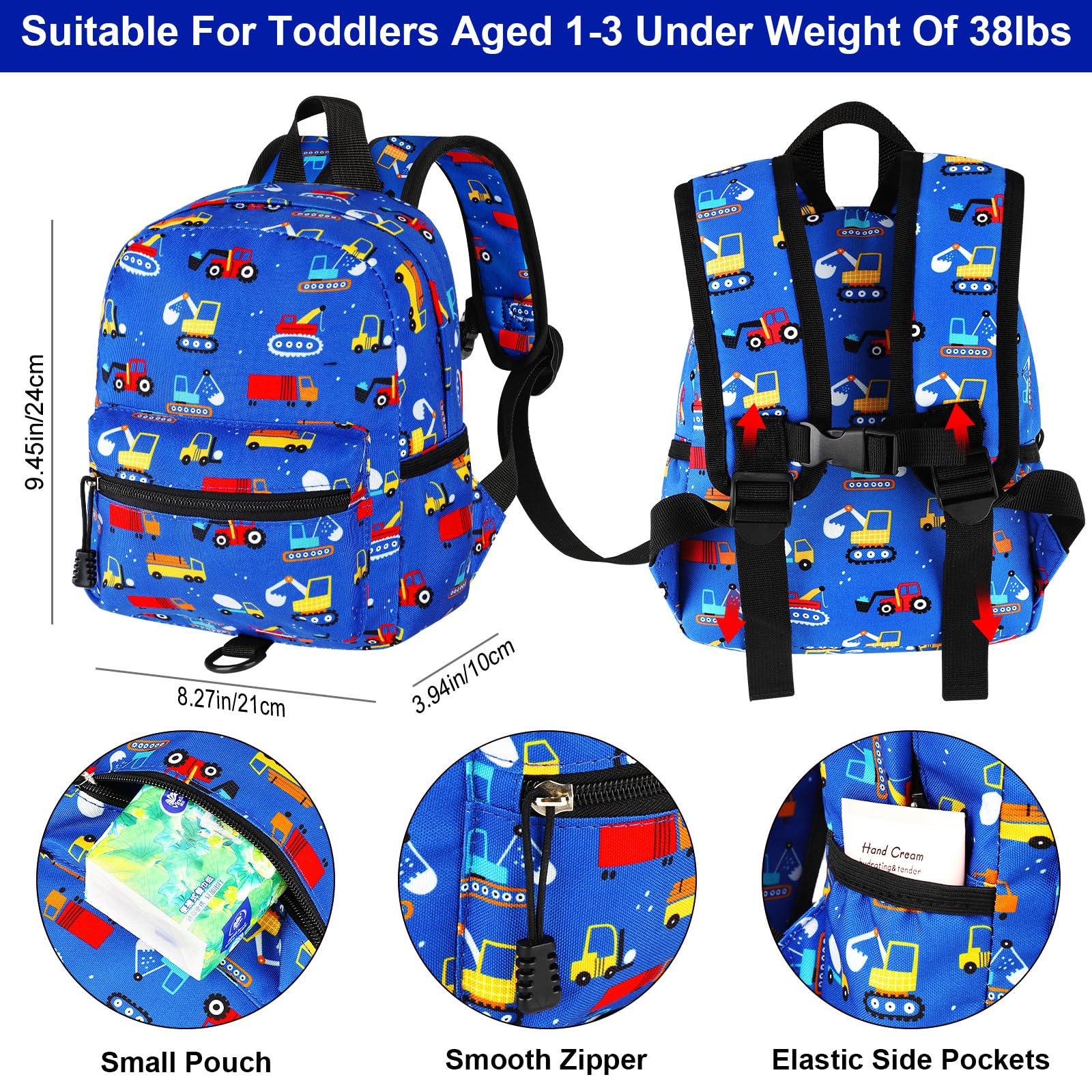 Accmor anti-lost wrist link with blue toddler backpack for crowded places