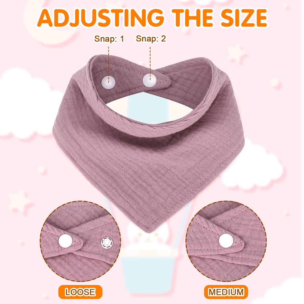 Accmor muslin bibs illustrate multipurpose use for drool, teething, and burp cloths.