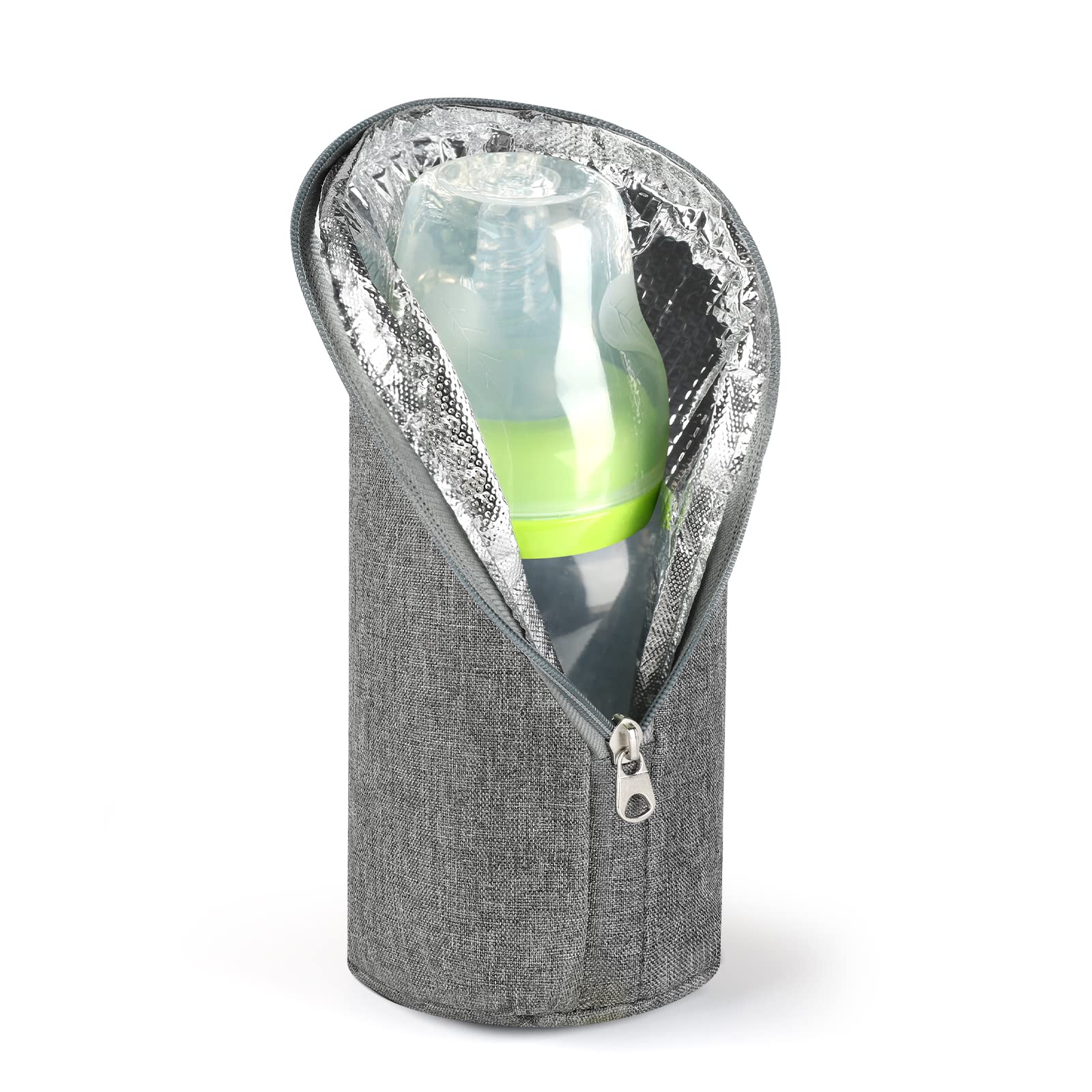 Accmor baby bottle cooler bag opened showing insulated interior for milk.