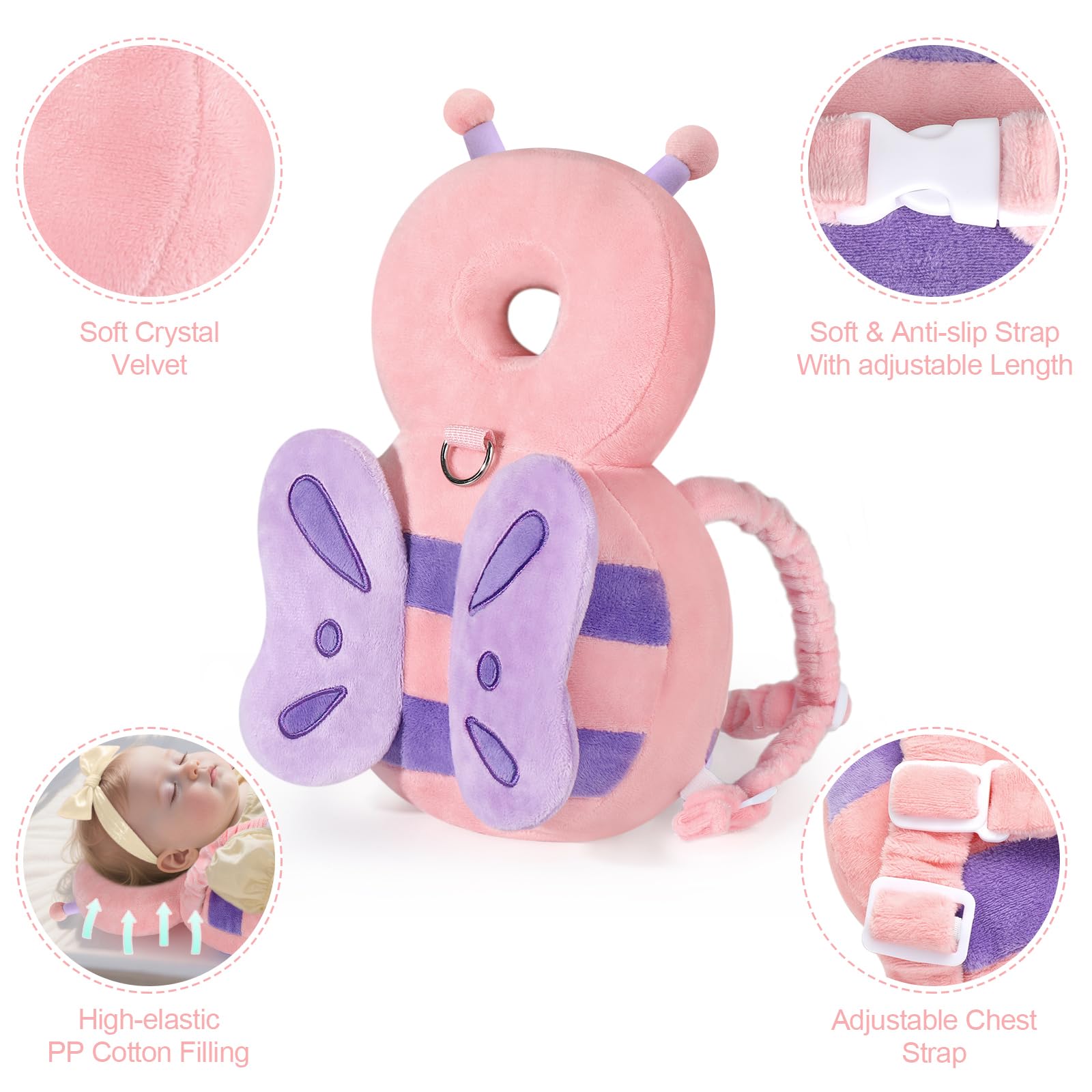 Accmor pink butterfly design attracts attention while keeping little one comfortable.