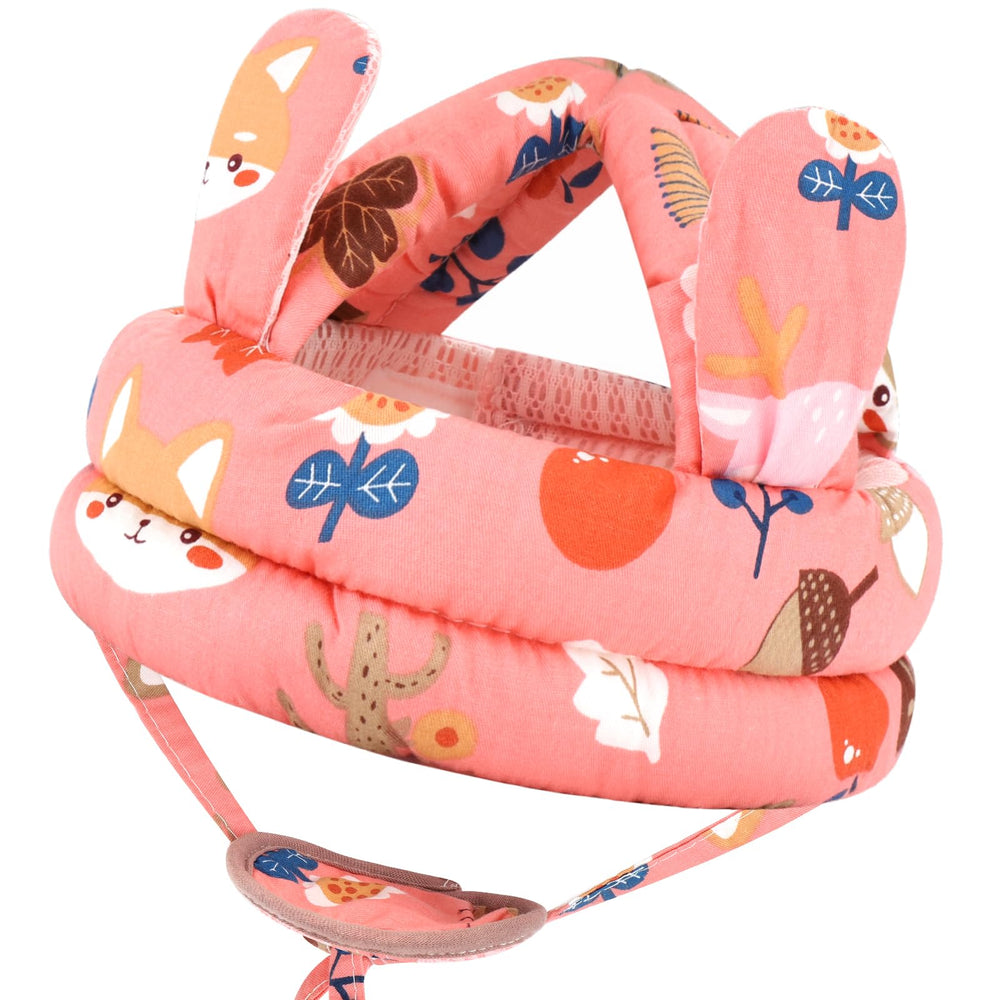 Accmor baby head protector shows 360-degree protection during playful crawling.