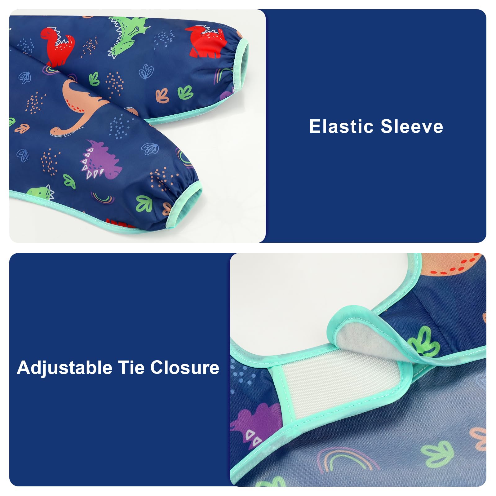 Accmor baby smock sleeve elastic cuffs prevent spills from reaching clothes