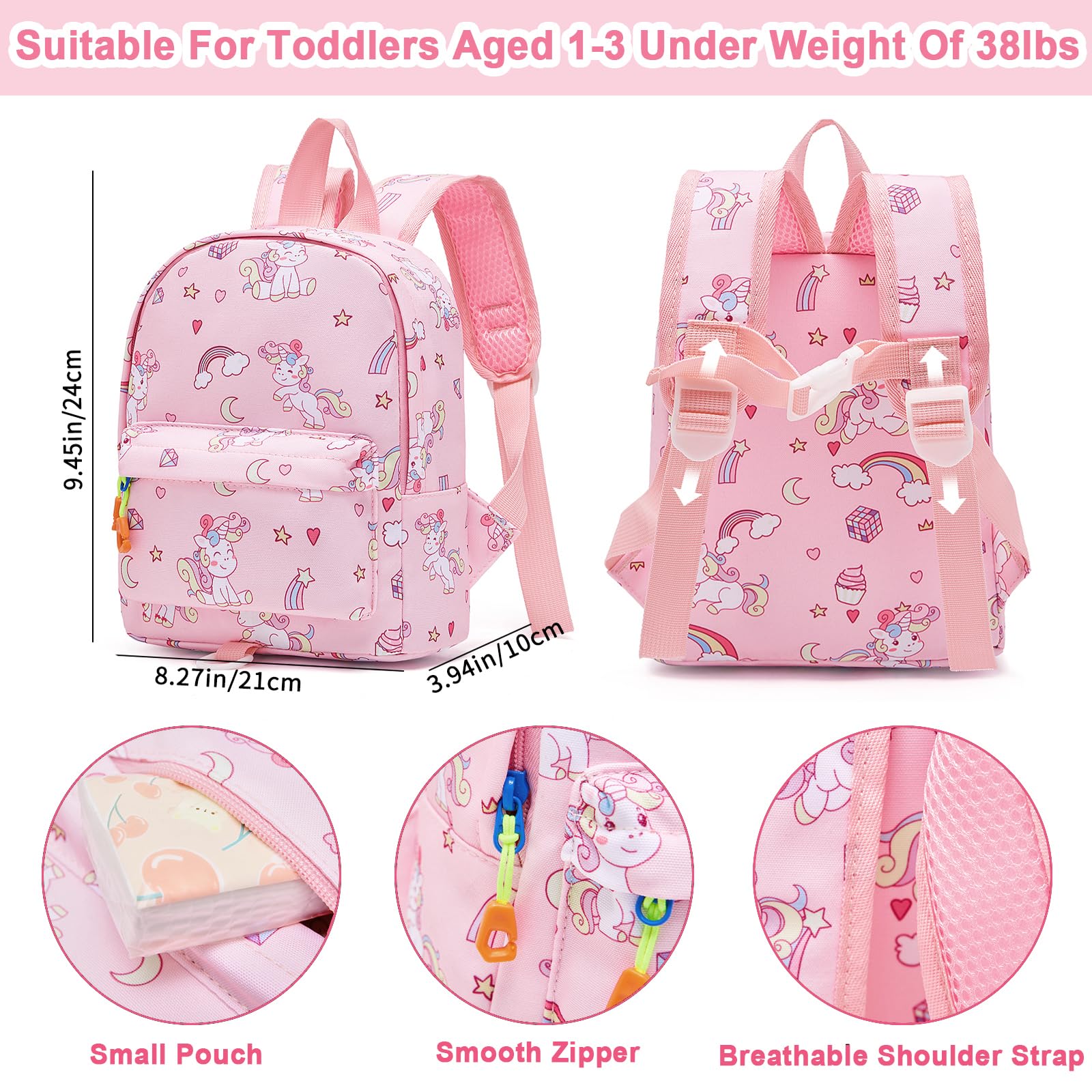 Accmor anti-lost wrist link attached to unicorn backpack for peace of mind.
