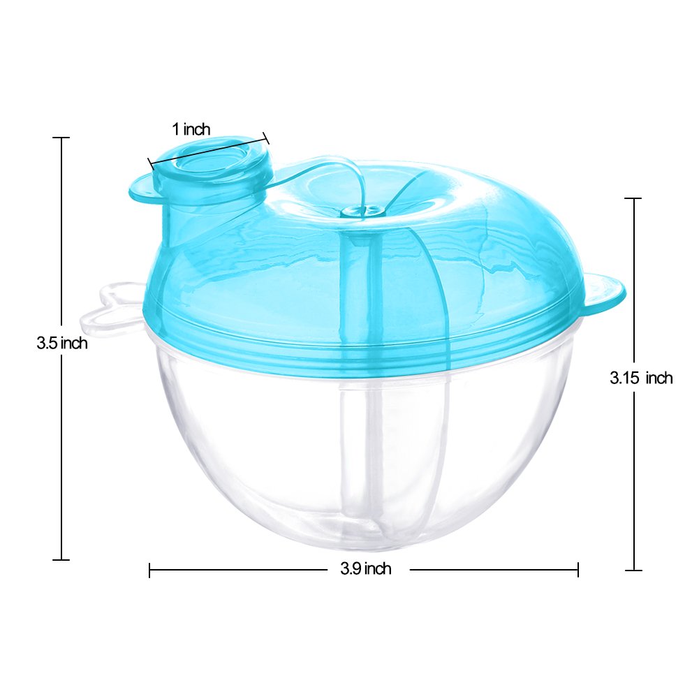 Accmor blue three-compartment dispenser ideal for formula or cereal on trips.