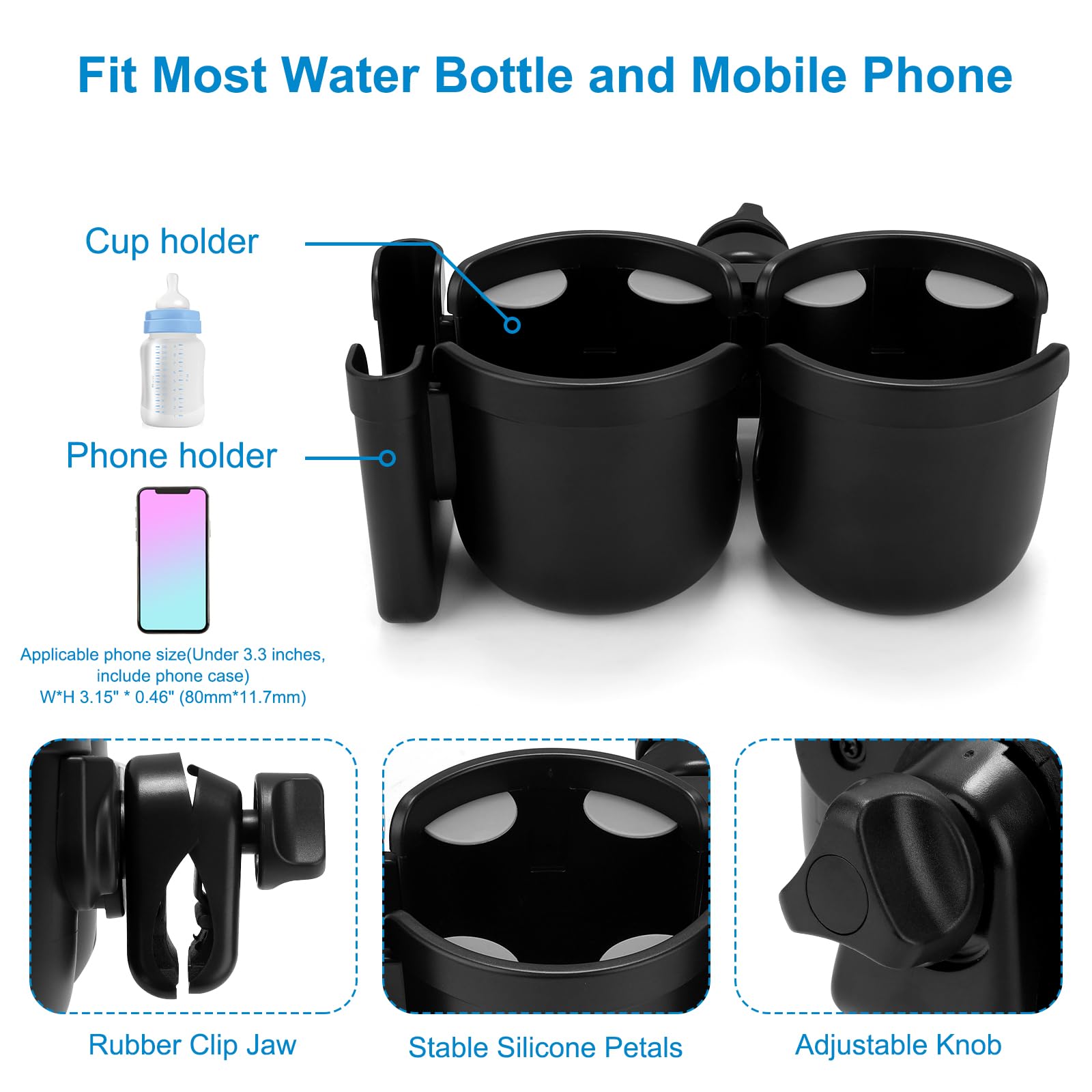 Accmor bottle holder with silicone petals secures cups during movement
