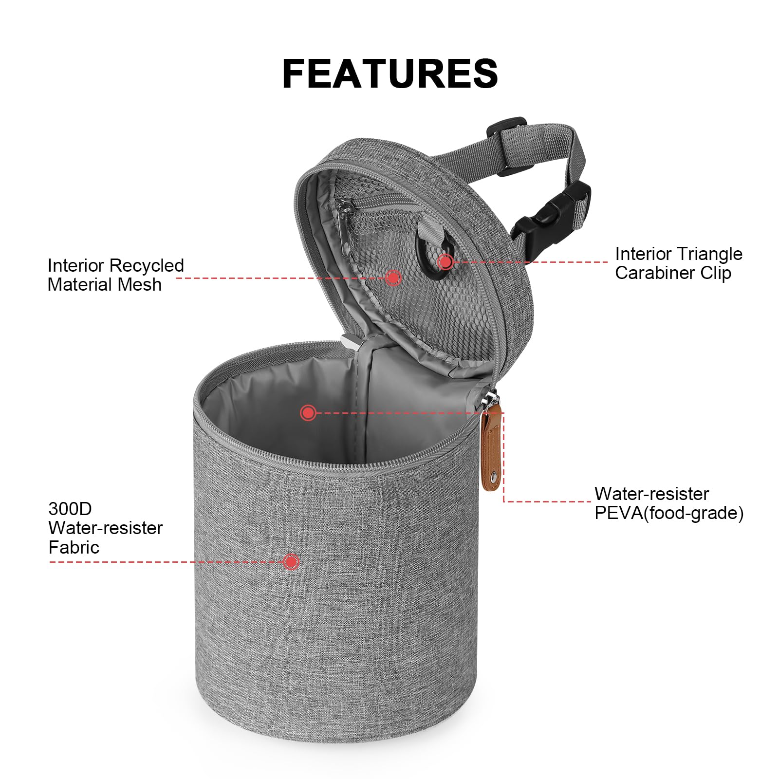 Accmor breastmilk cooler bag detachable buckle enables stroller or car seat attachment.