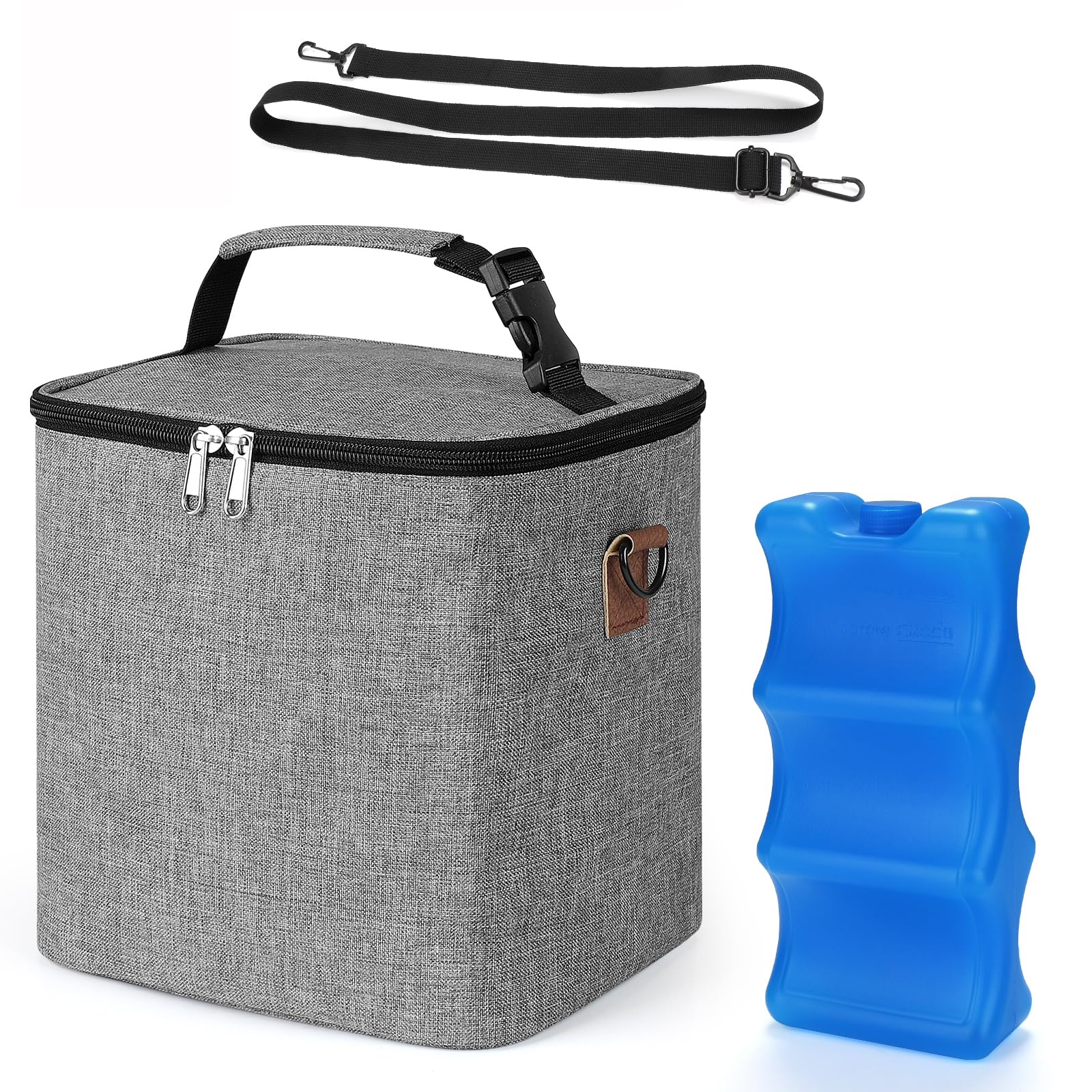 Accmor breastmilk cooler bag grey exterior keeps bottles at safe transport temperatures.