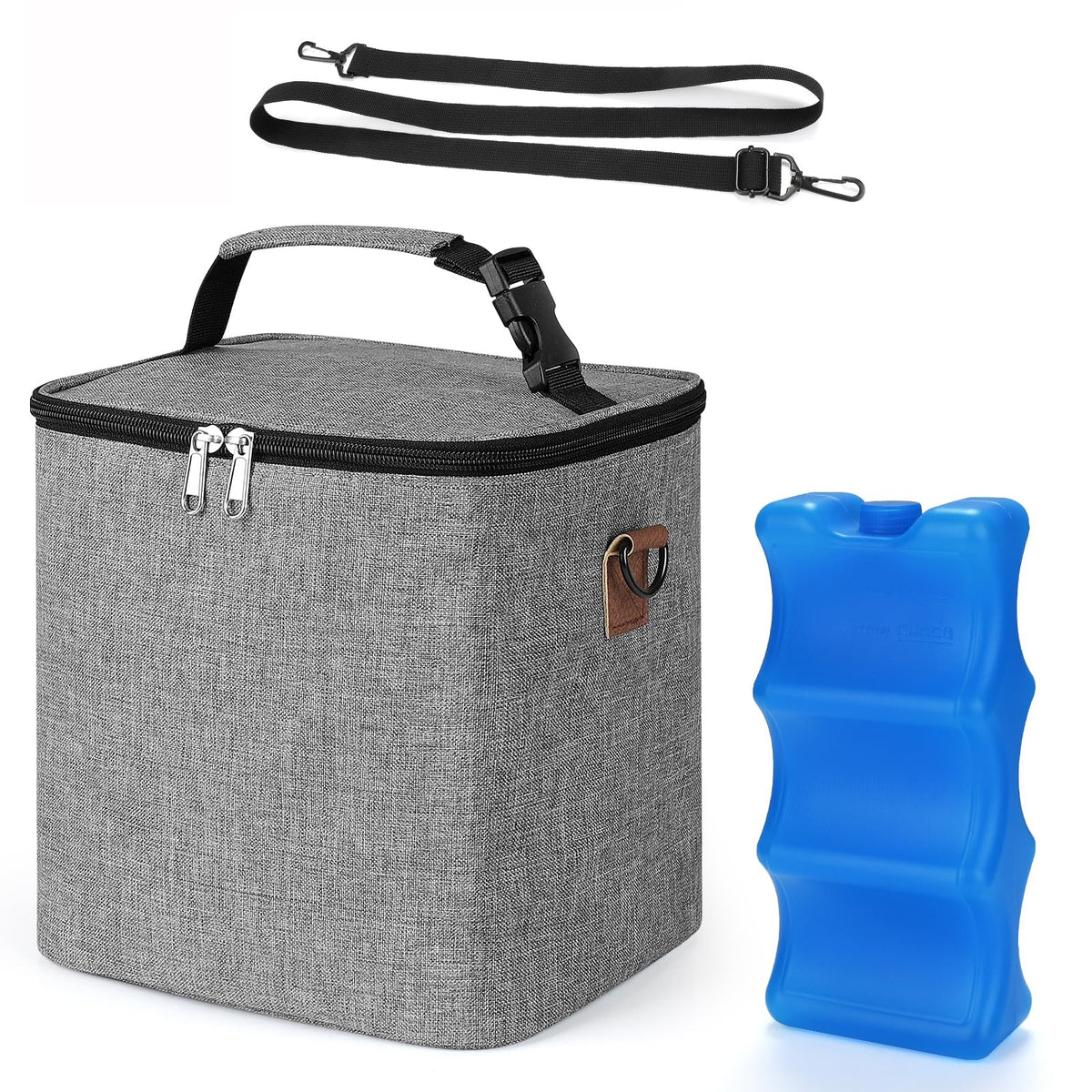 Accmor breastmilk cooler bag grey exterior keeps bottles at safe transport temperatures.
