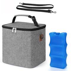 Accmor breastmilk cooler bag grey exterior keeps bottles at safe transport temperatures.