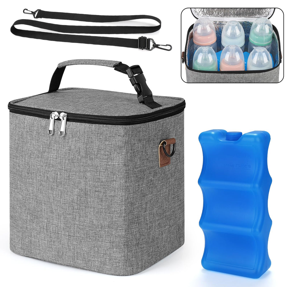 Accmor breastmilk cooler bag interior shows roomy space for six 9oz bottles.